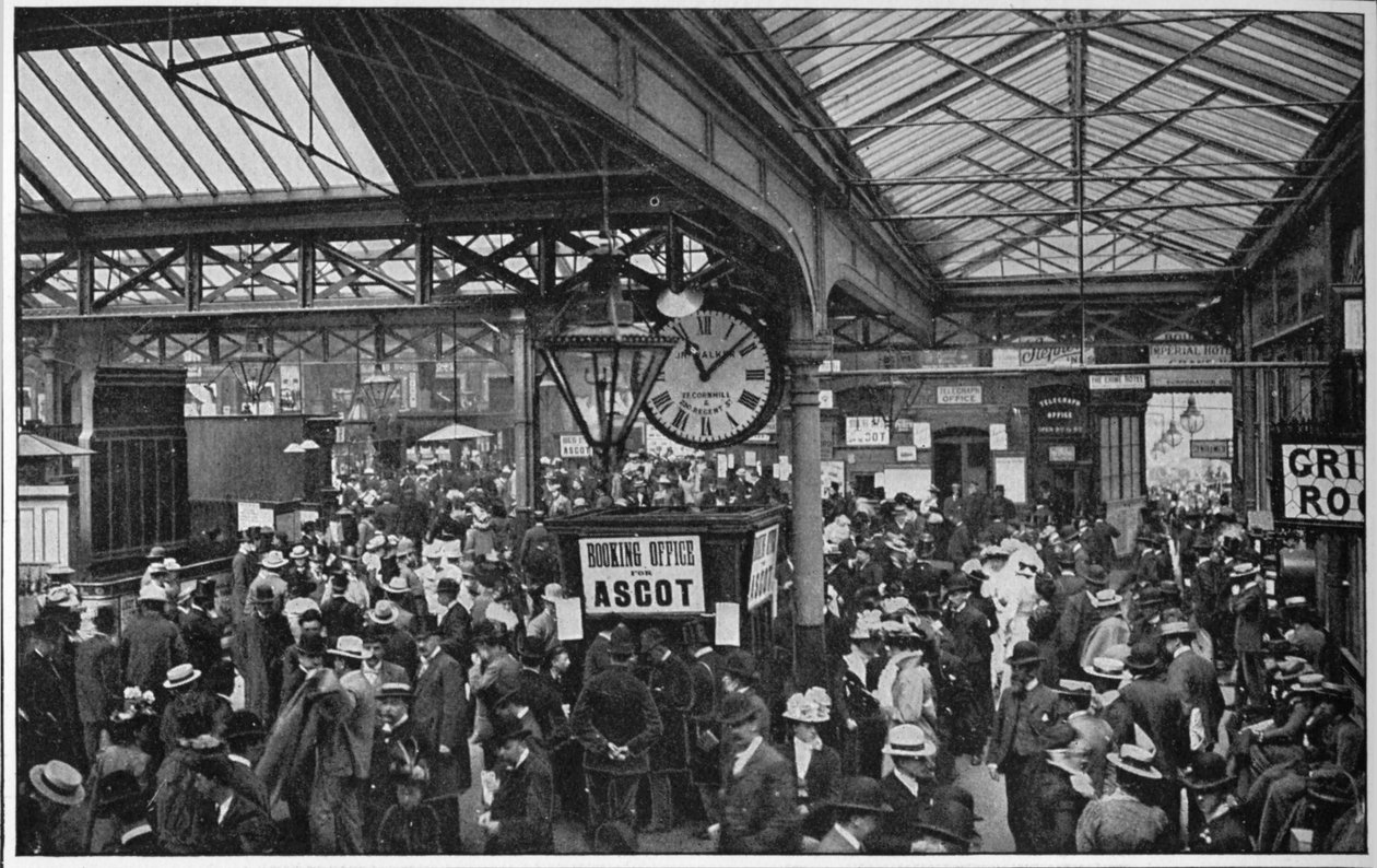 Tömegek a Waterloo állomáson az Ascot versenyekre, London, 1900 1901 alkotó: Unbekannt