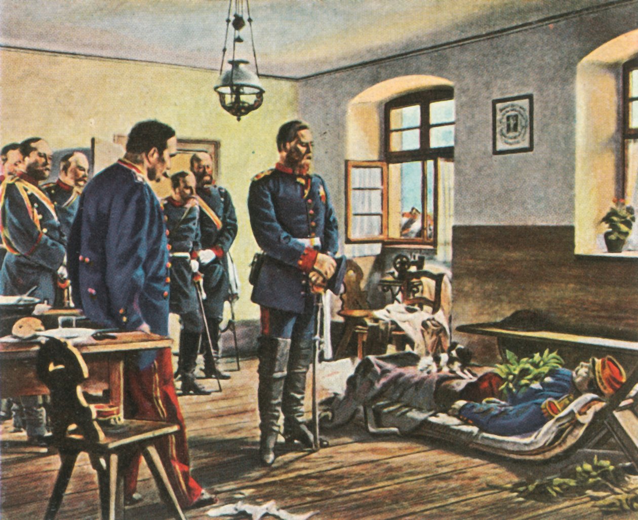 Friedrich Wilhelm koronaherceg Douay tábornok holttestével, 1870. augusztus 4., 1936. alkotó: Unbekannt