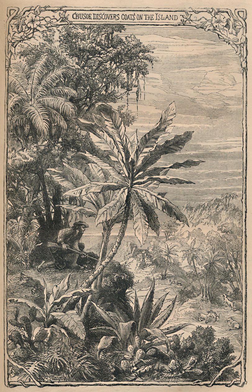 Crusoe kecskéket fedez fel a szigeten, 1870 alkotó: Unbekannt