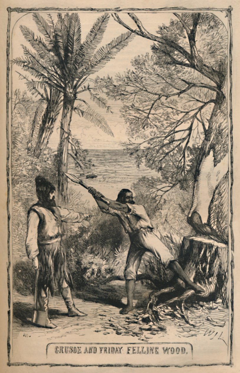 Crusoe és Friday Felling Wood, 1870 alkotó: Unbekannt