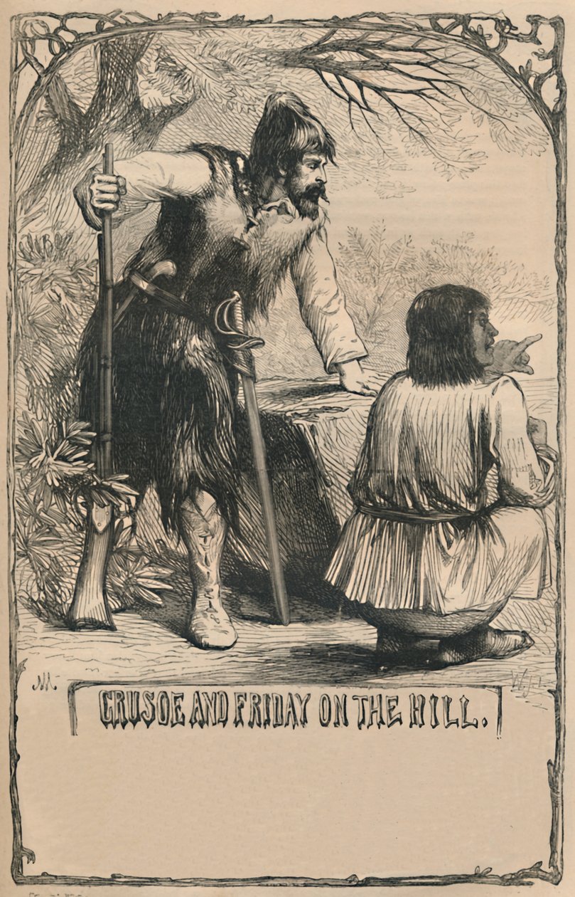 Crusoe és Friday On The Hill, 1870 alkotó: Unbekannt