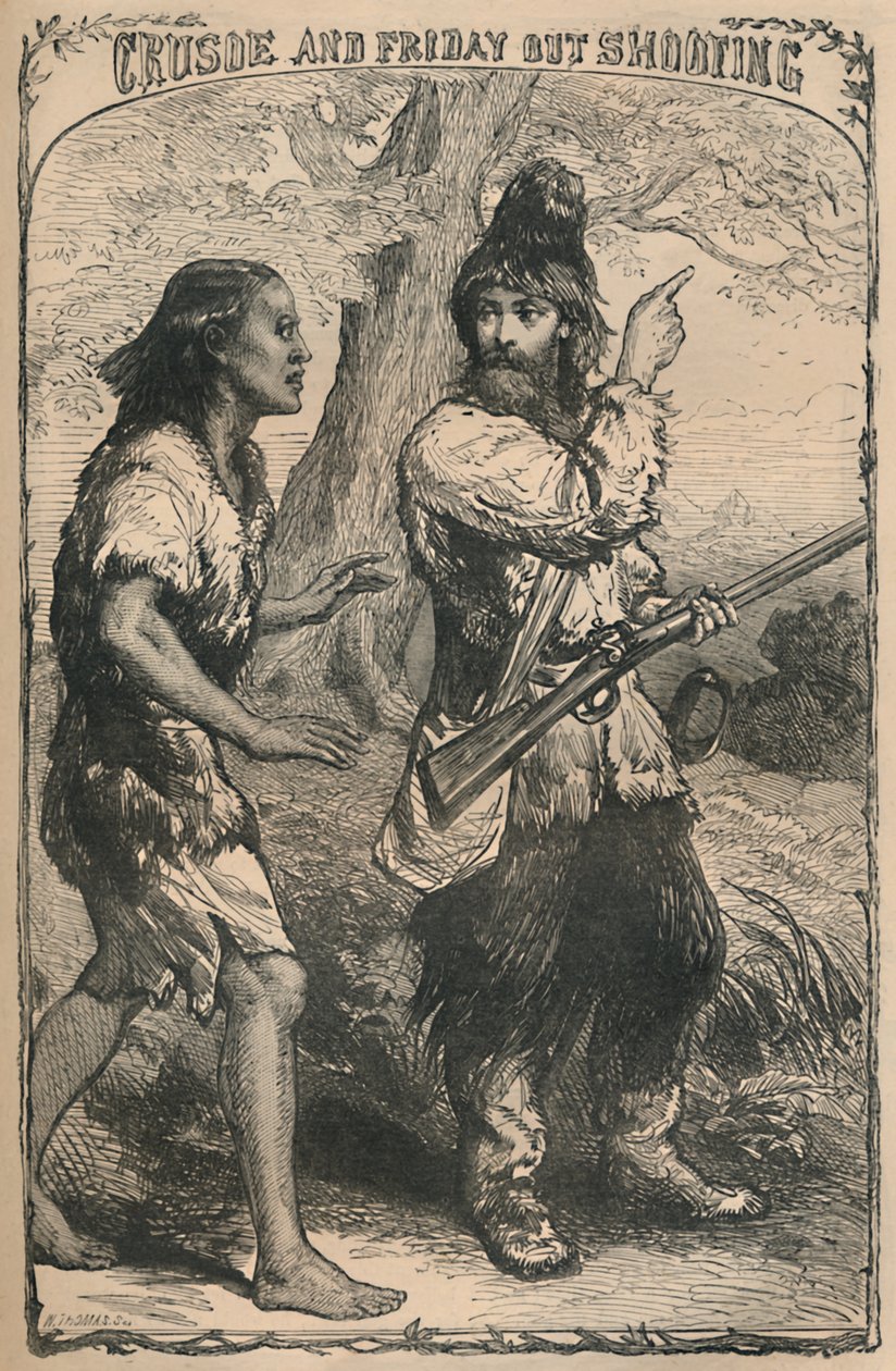 Crusoe és Friday Out Shooting, 1870 alkotó: Unbekannt