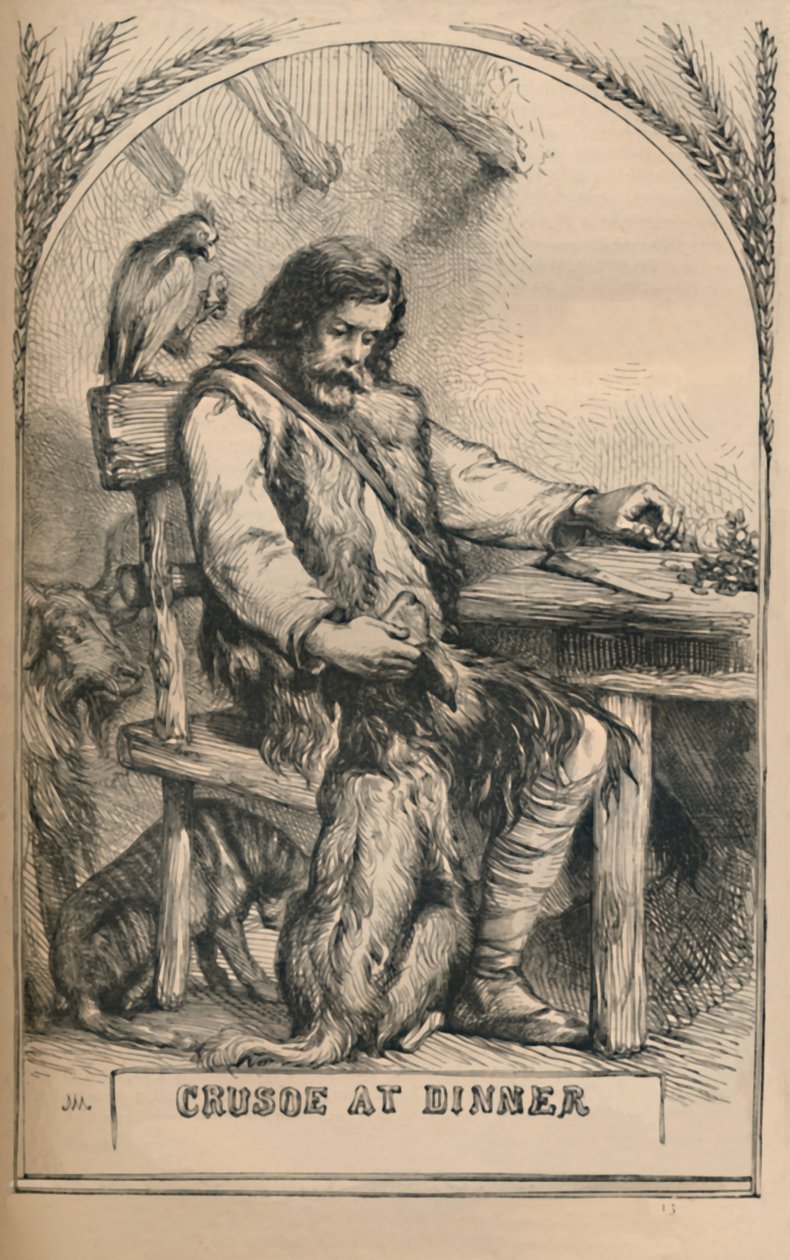 Crusoe a vacsoránál, 1870 alkotó: Unbekannt