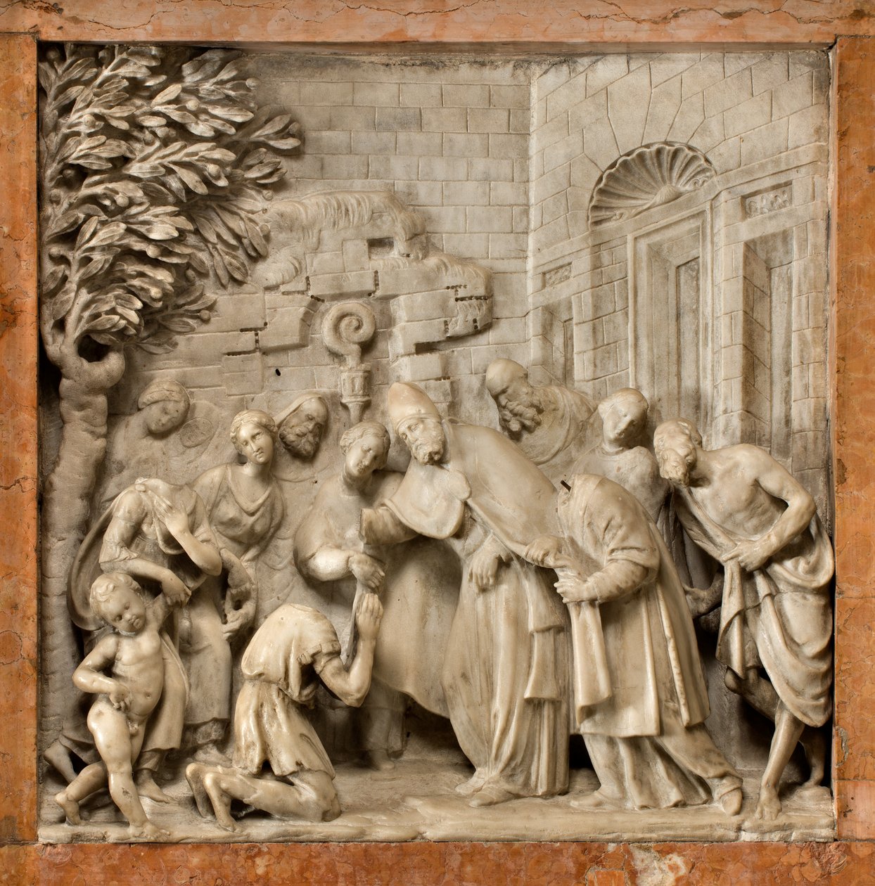 Kripta, Szent Marcellino és Péter ördögűző bárkája, Lorenzo Trotti, Artemio börtönőr megtérése, Santa Maria Assunta katedrális, katedrális, Cremona, Lombardia, Olaszország (fotó) alkotó: Unbekannt
