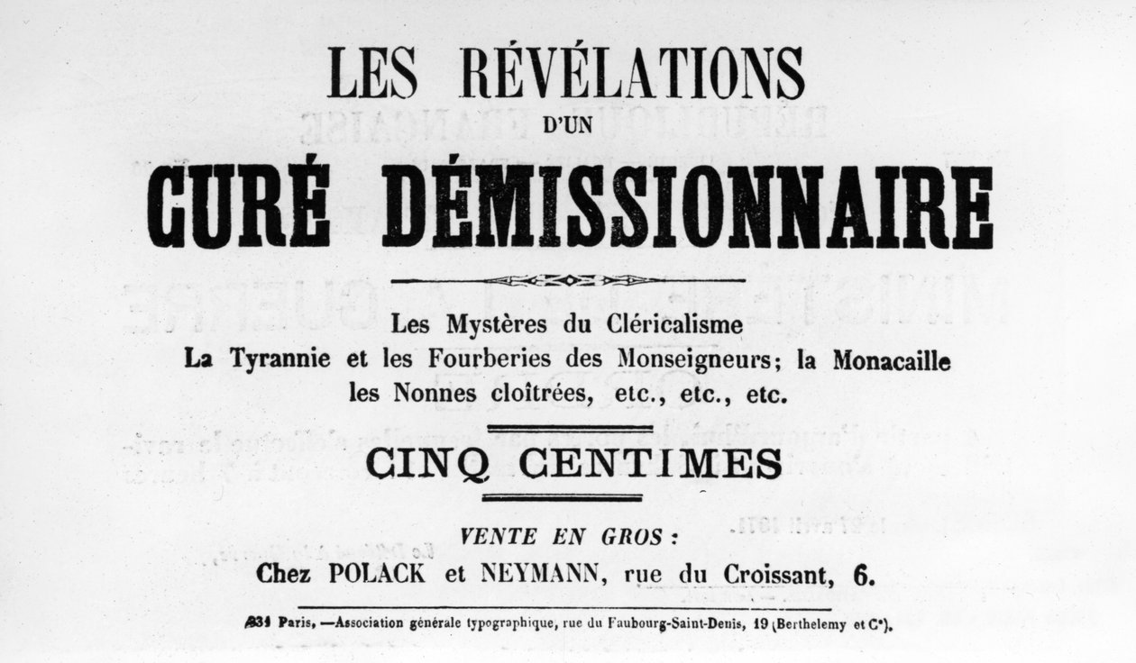 Cure Demissionnaire, a Párizsi Kommün francia politikai plakátjairól, 1871. május alkotó: Unbekannt