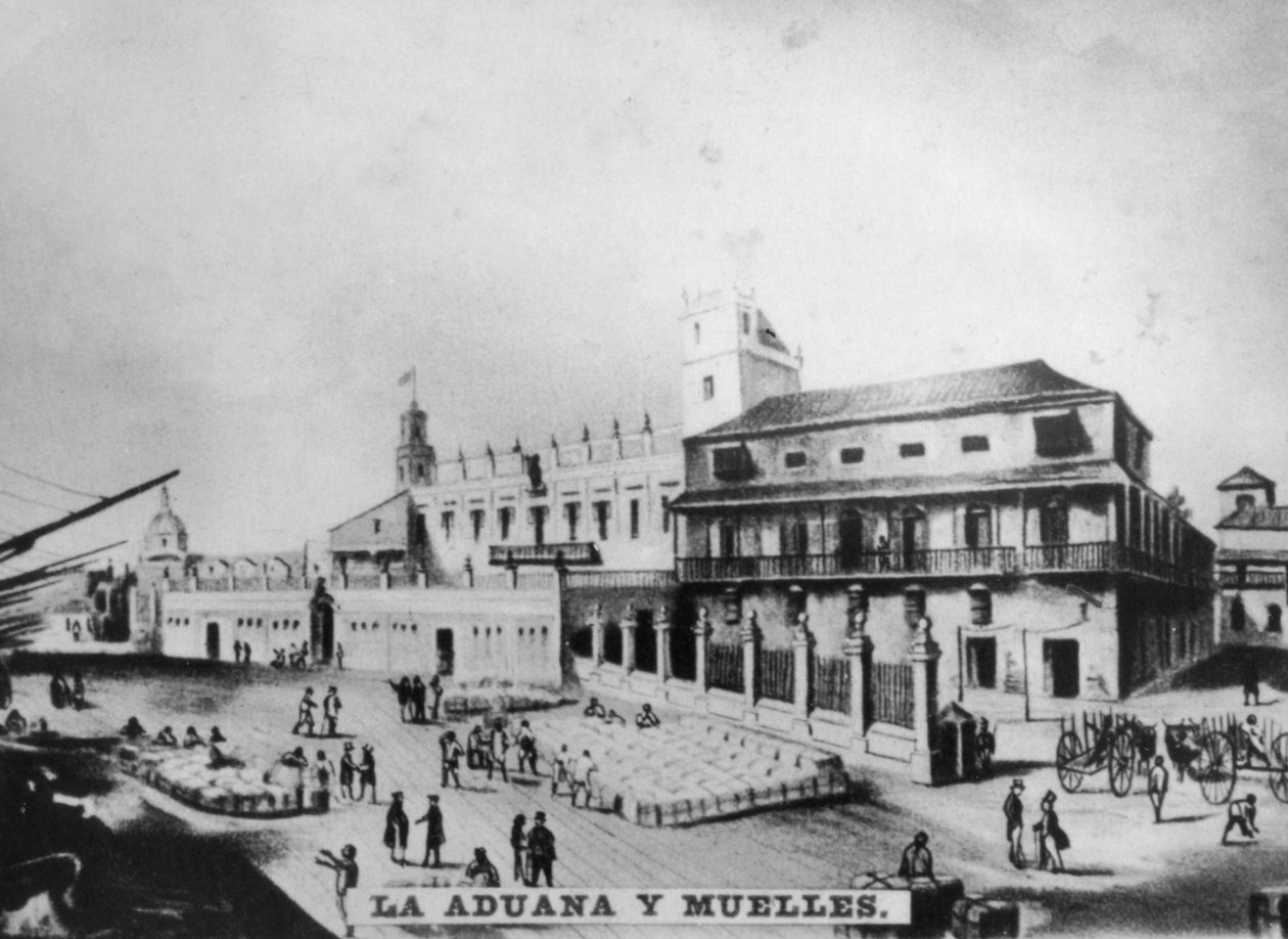 Vámház és rakpartok, Havanna, Kuba, 1841, [c1910] alkotó: Unbekannt
