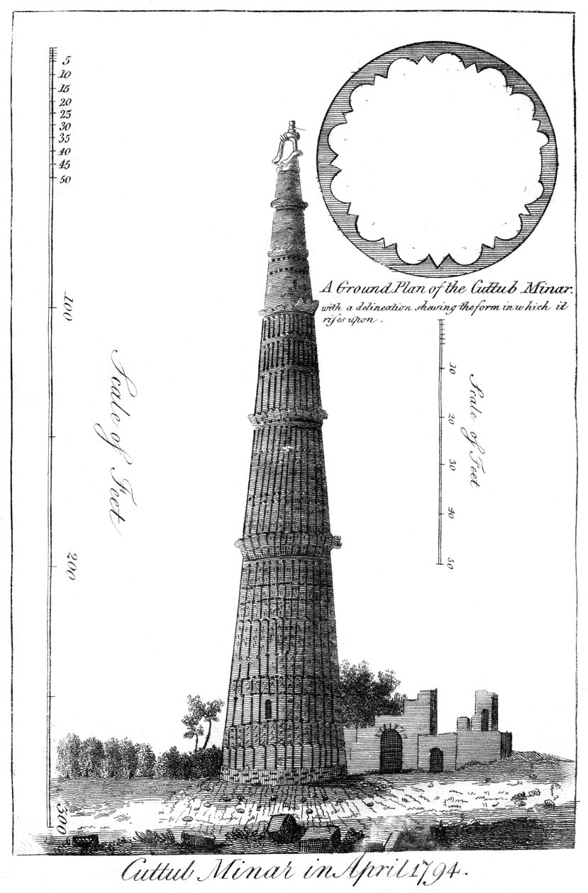Cuttub Minar 1794 áprilisában, 1799 alkotó: Unbekannt