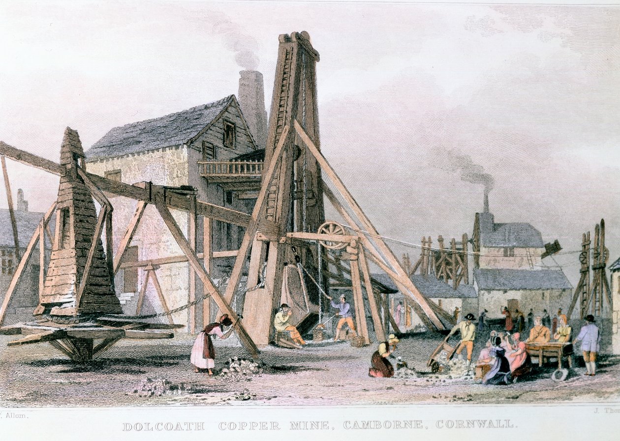 Dalcoath rézbánya, Camborne, Cornwall, 1830 alkotó: Unbekannt