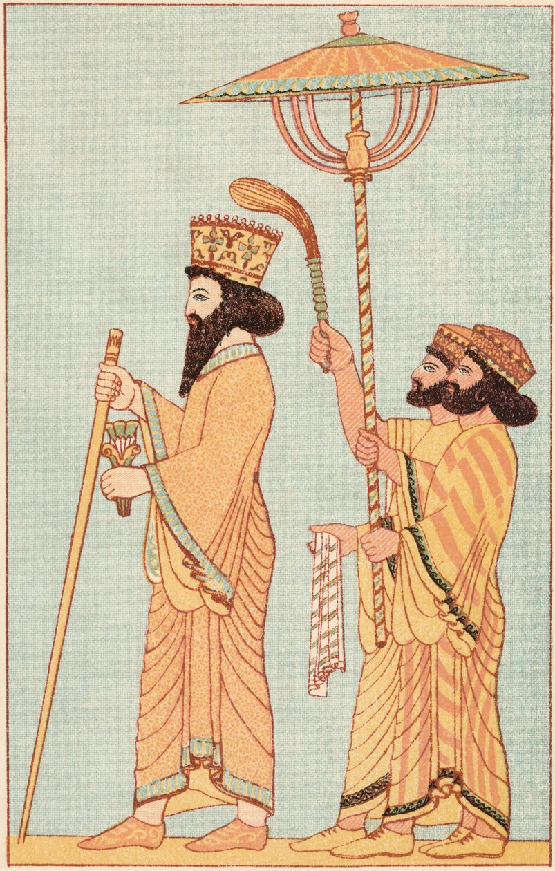 I. Dareiosz Kr.e. 548-486 Achaemenid perzsa király 521-től, kísérőkkel, 1881 alkotó: Unbekannt