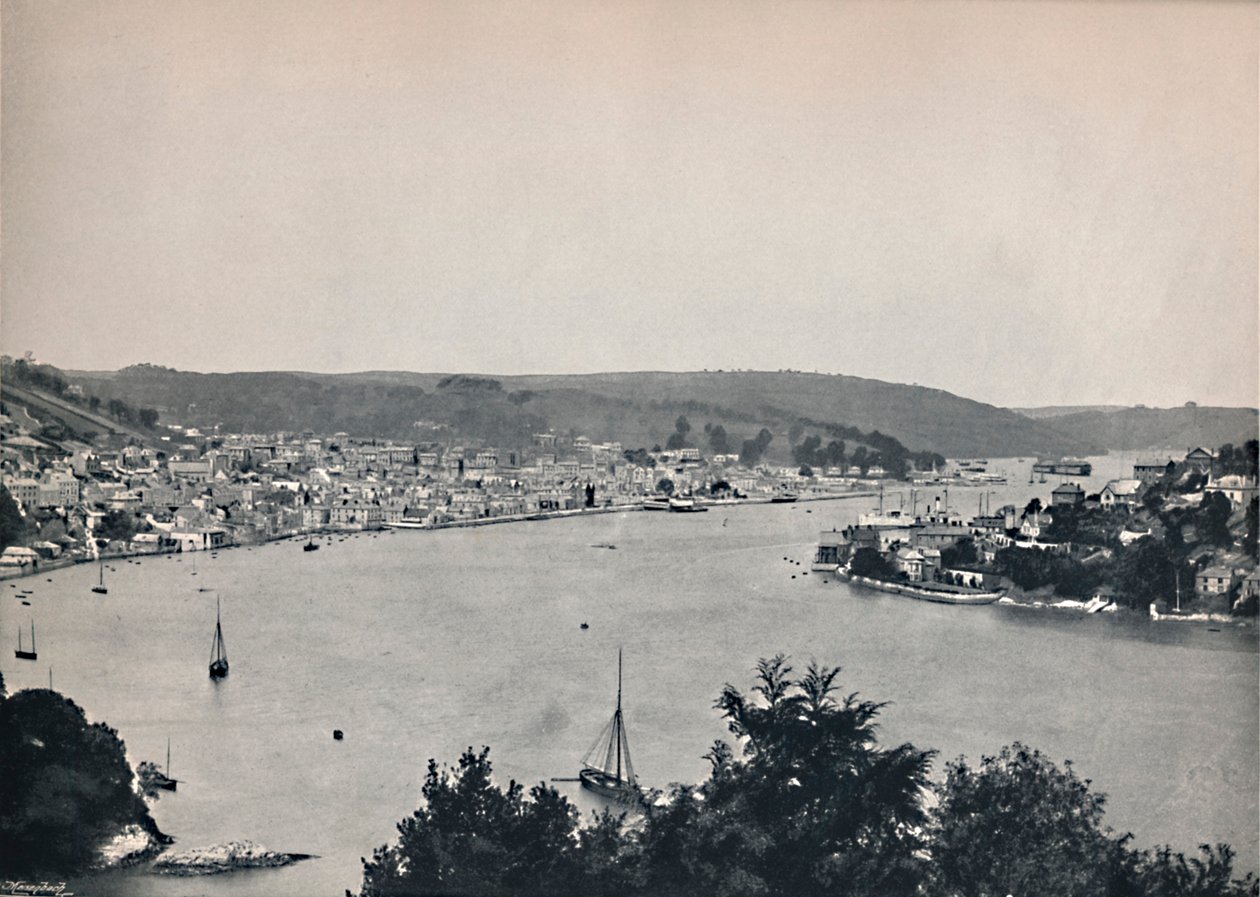 Dartmouth – Általános nézet, a Britannia Floating Naval College bemutatásával, 1895 alkotó: Unbekannt