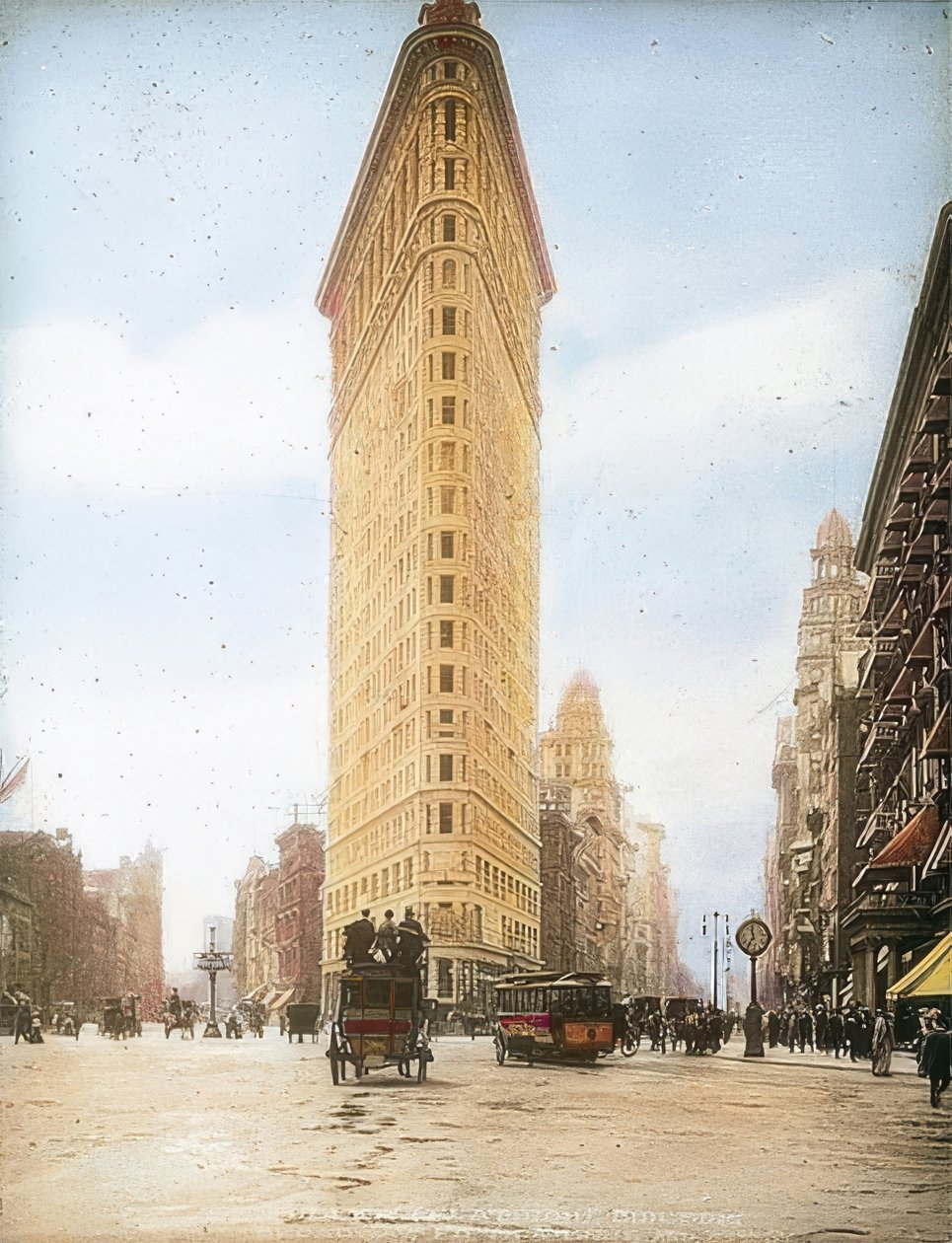 A Flatiron épület (Fuller Building). Az egyik legrégebbi felhőkarcoló New Yorkban. 1905 körül alkotó: Unbekannt