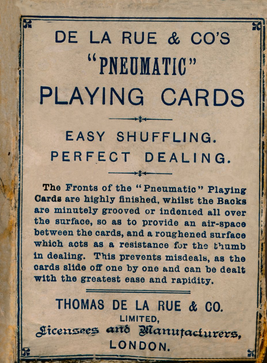 De La Rue & Cos pneumatikus játékkártyák, borító, 1925. alkotó: Unbekannt