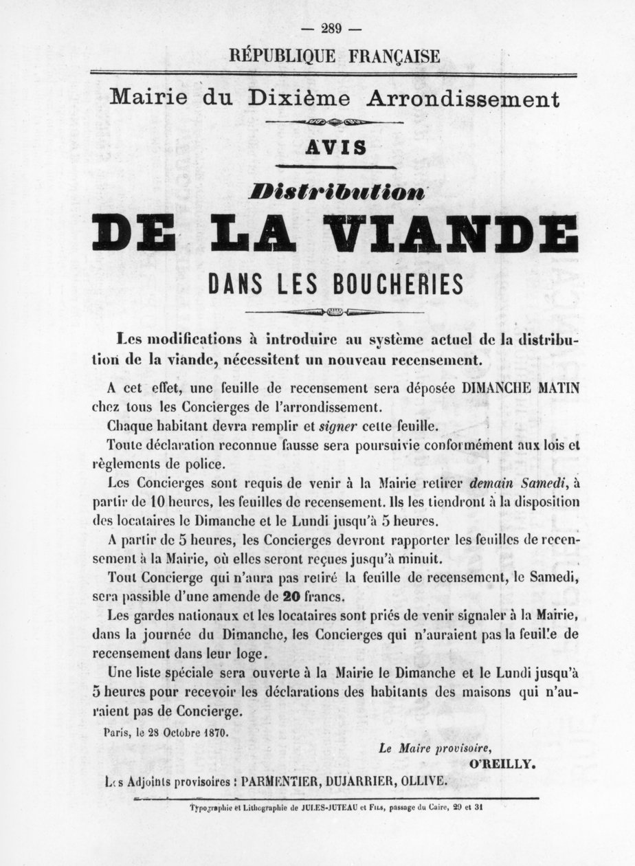 De La Viande, a Párizsi Kommün francia politikai plakátjairól, 1871. május alkotó: Unbekannt