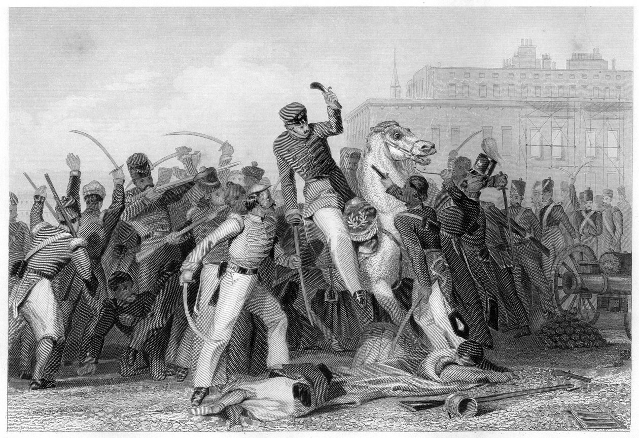 Finnis ezredes halála Meerutban, 1857, 1860 körül alkotó: Unbekannt