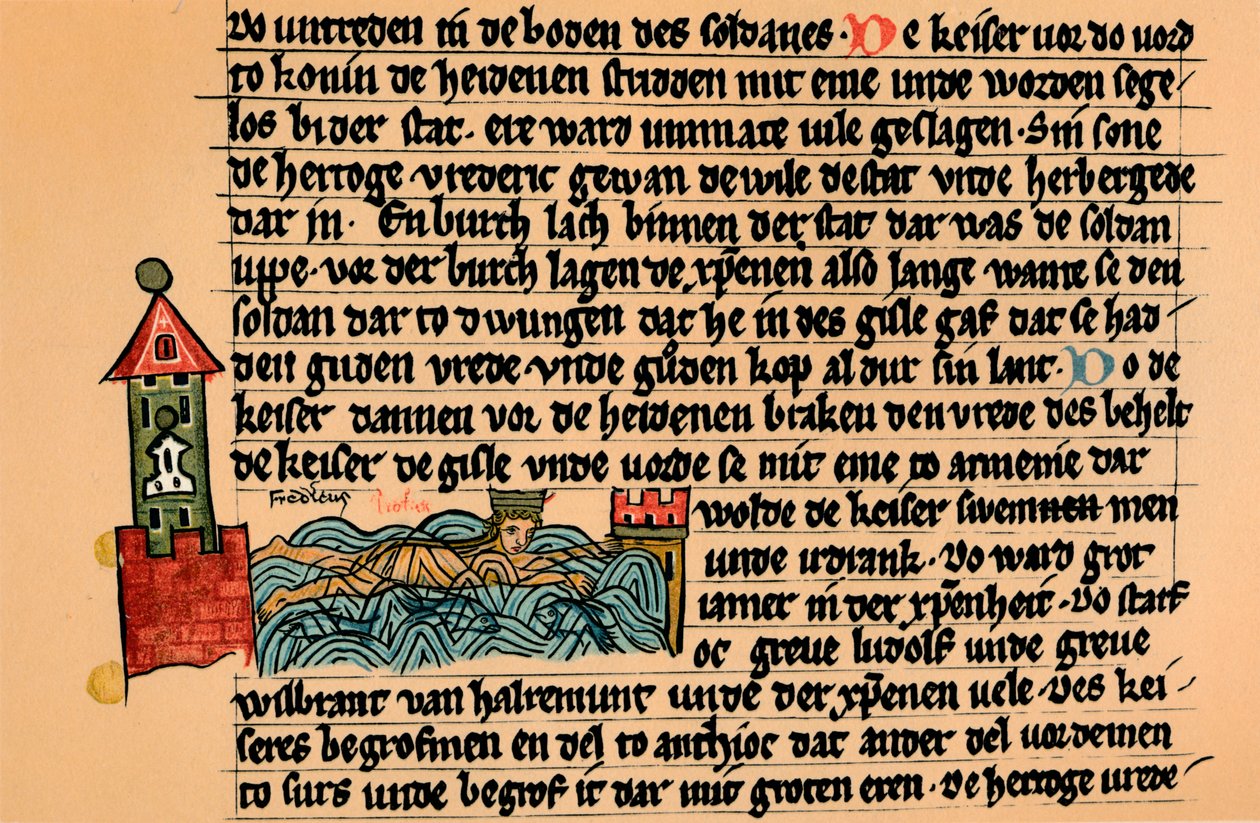 Frederick Barbarossa halála, 1154, 1907. alkotó: Unbekannt
