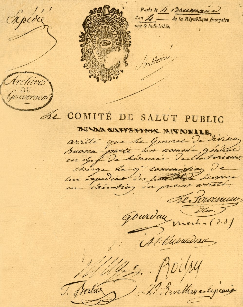 A közegészségügyi bizottság 1795. október 26-i rendelete. alkotó: Unbekannt