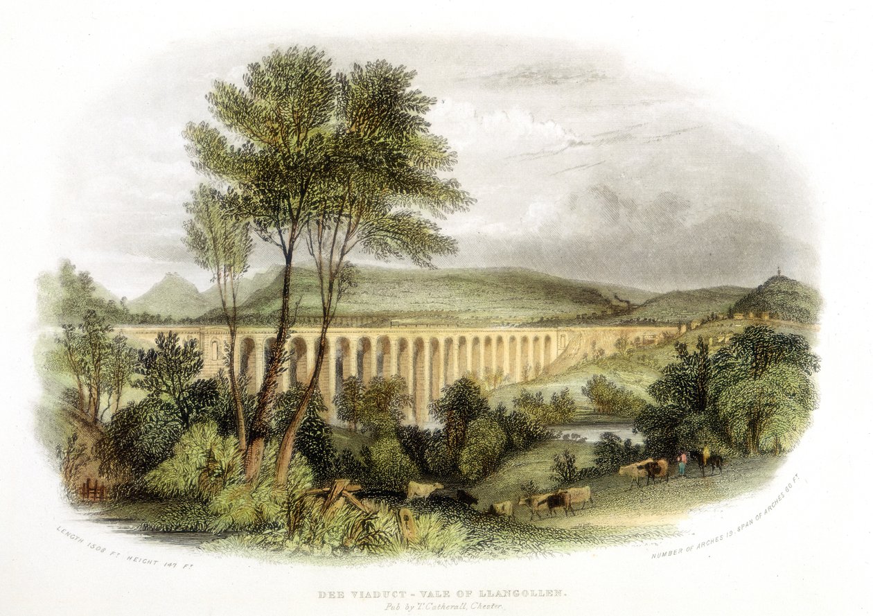 Dee Viaduct, Vale of Llangollen, a Shrewsbury, Wales és Chester vasúton c1848 alkotó: Unbekannt