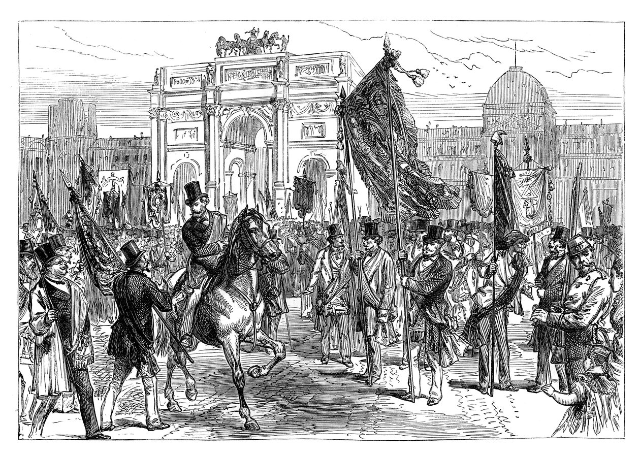 A párizsi szabadkőművesek demonstrációja, Franciaország, 1870, 19. század vége alkotó: Unbekannt
