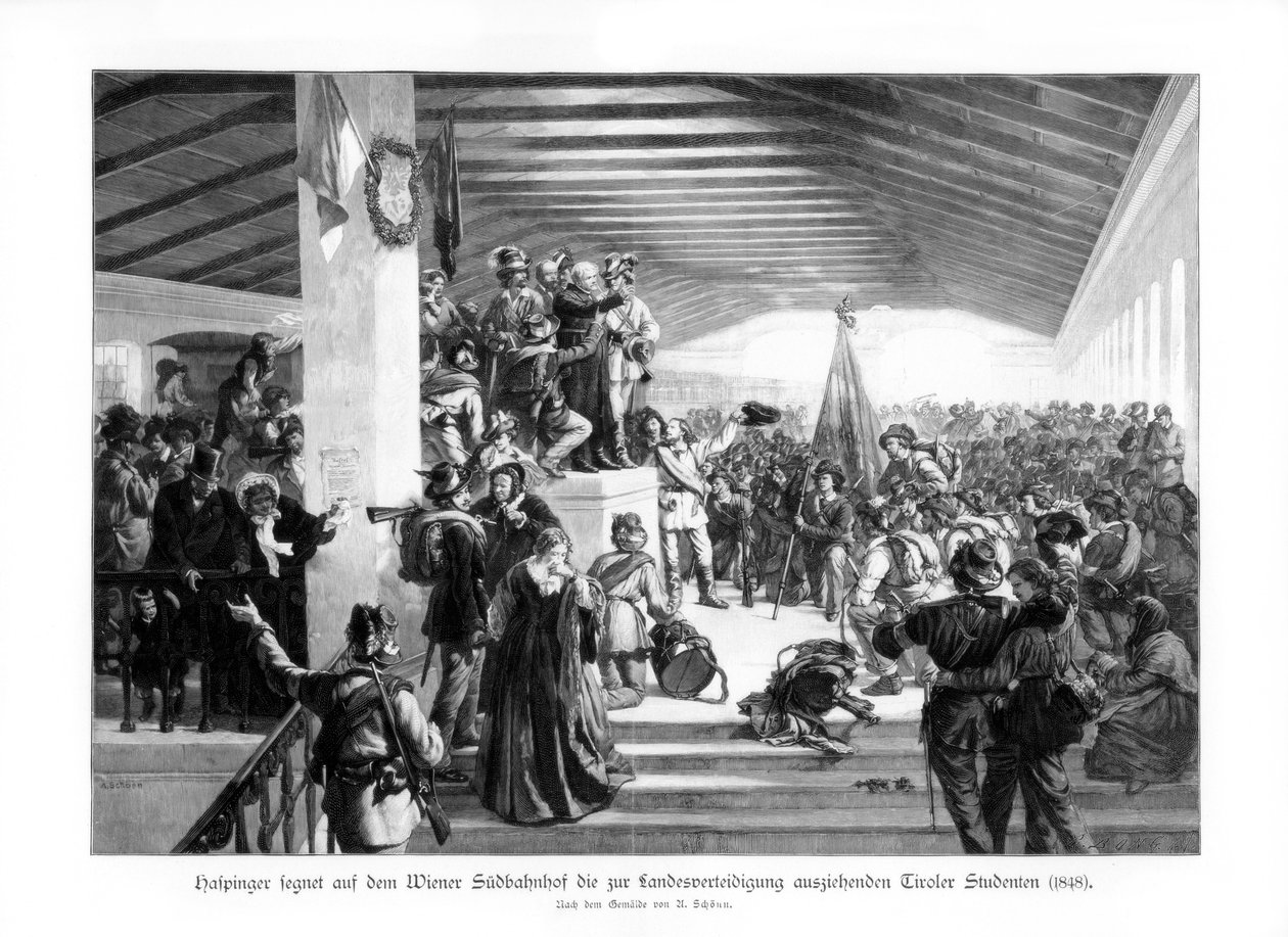 Diákok tüntetései Bécsben 1848, 1900. alkotó: Unbekannt