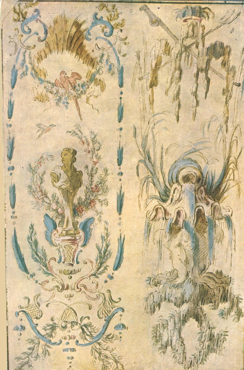 Tervezés falfestmény dekorációjához, Franciaország, 1928. alkotó: Unbekannt