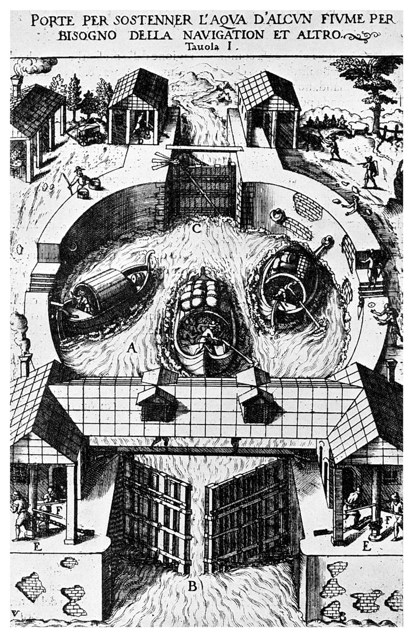 Leonardo da Vinci csuklós csatornazárak terve, 1956. 15. század alkotó: Unbekannt