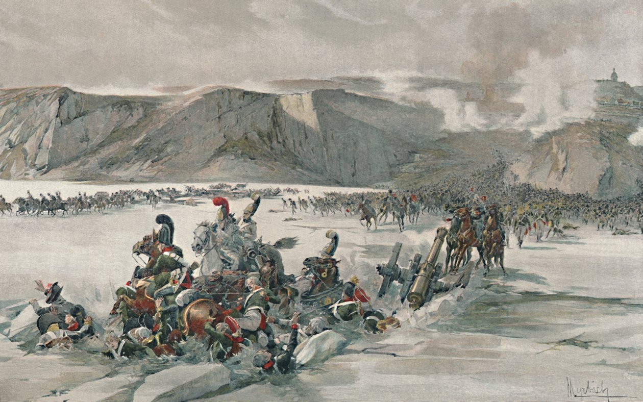 A visszavonuló oroszok megsemmisítése a Satschan-tónál, 1805, 1896 alkotó: Unbekannt