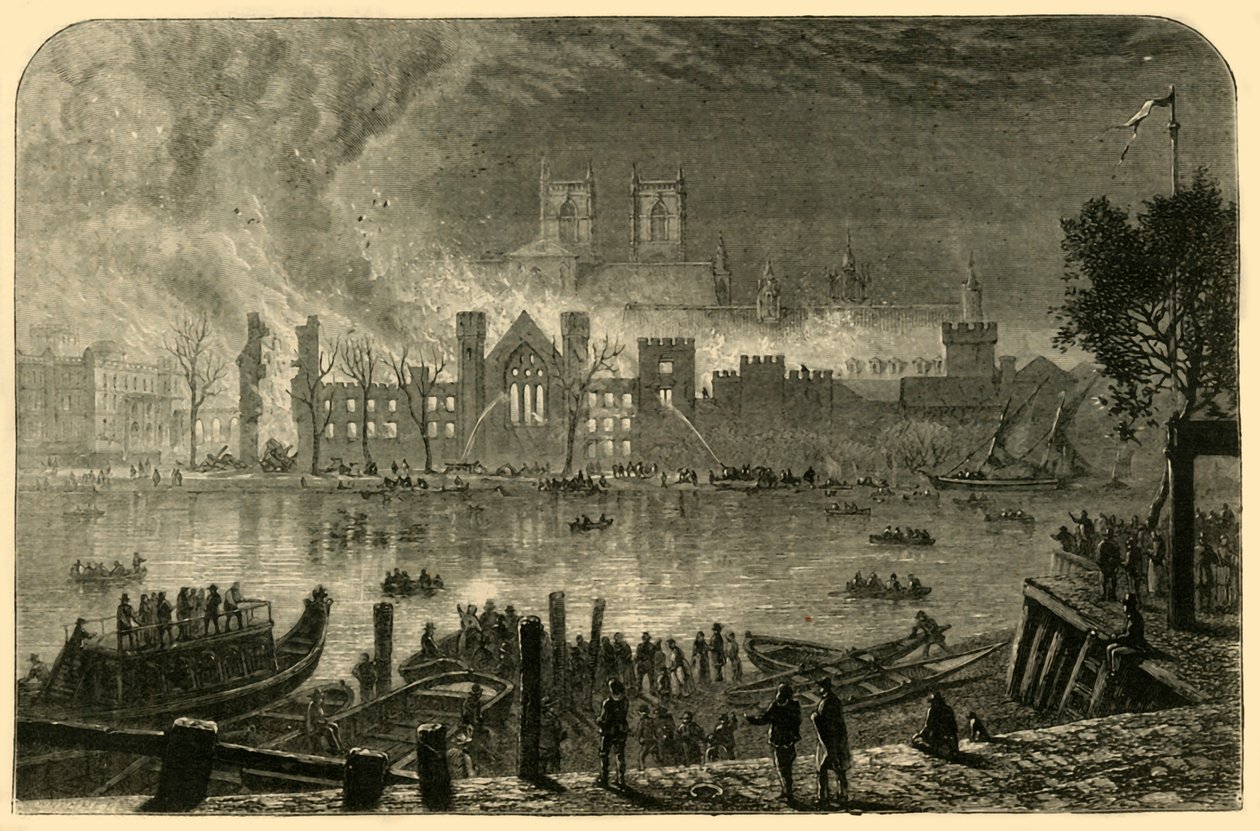 A Parlament régi házainak lerombolása, 1834. október 16., 1881. alkotó: Unbekannt