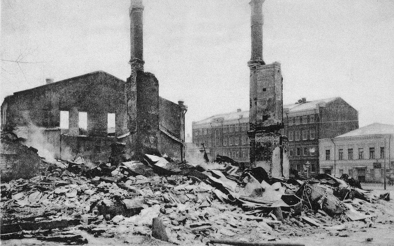 Pusztítás egy moszkvai utcában a forradalom után, Oroszország, 1905. december alkotó: Unbekannt