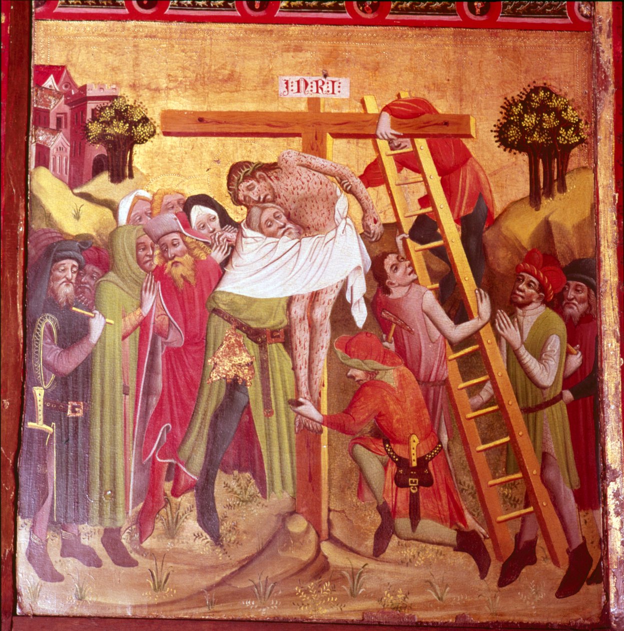 Részlet a keresztről leszállásból. Északnémet Iskola, 1435-1440. alkotó: Unbekannt