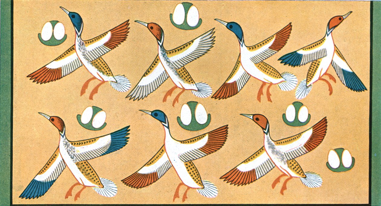 Mennyezetfestmény részlete Aichesi sírjában, Thébában, Egyiptom, 1928. alkotó: Unbekannt