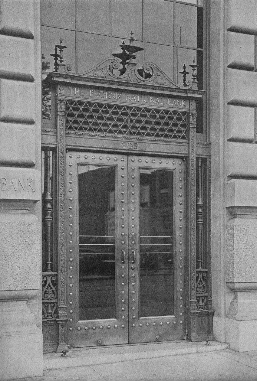 Oldalsó bejárati ajtó részlete, Phoenix National Bank, 1924 alkotó: Unbekannt