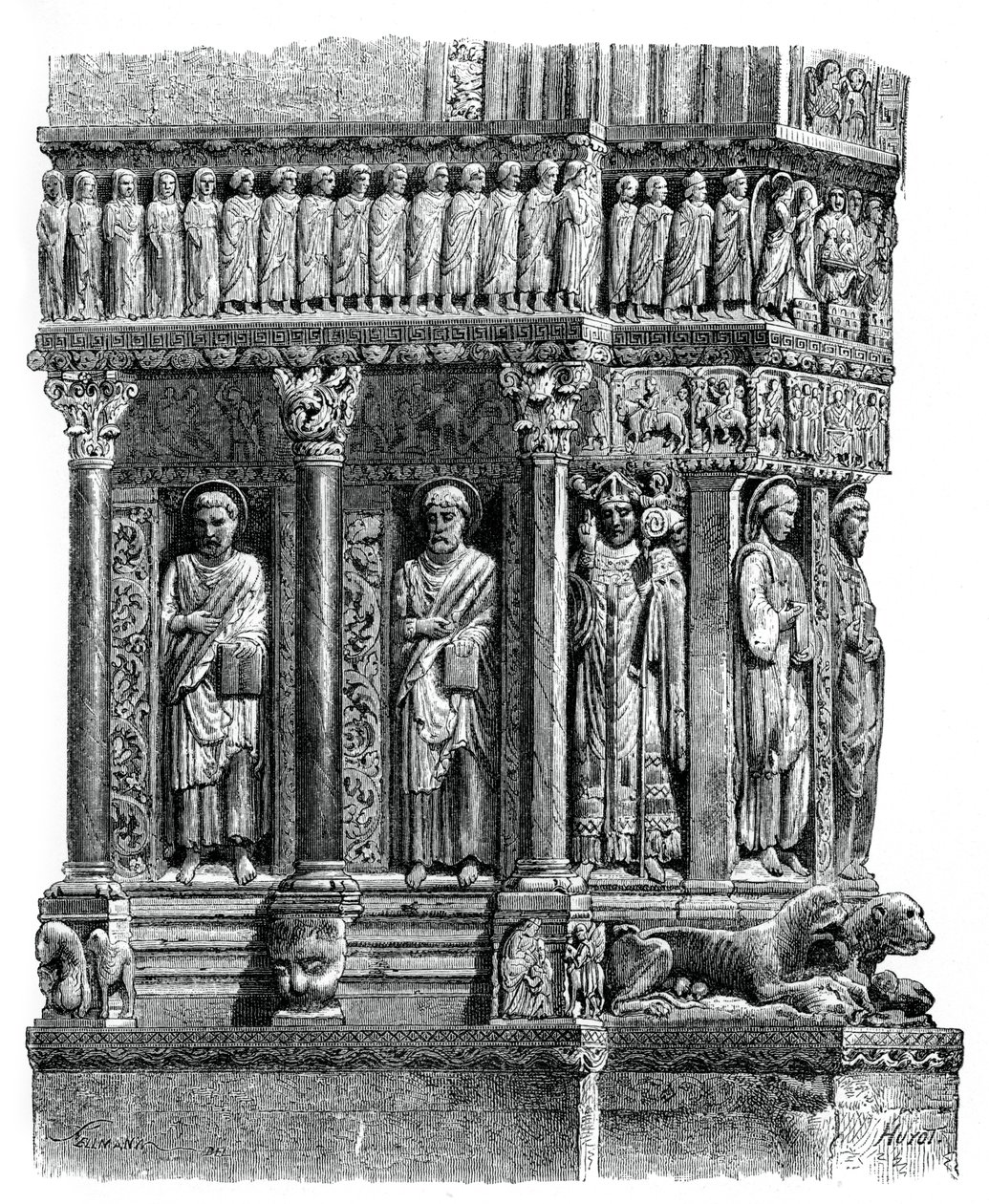 Részlet a St Trophimus portálról, Arles, XII. század, 1870 alkotó: Unbekannt