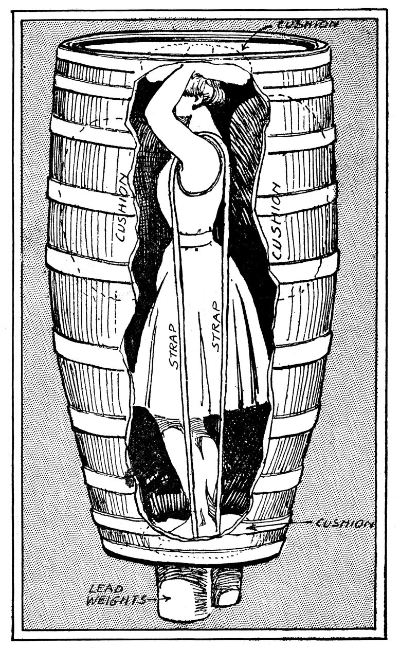 Mrs. Anne Edson Taylor diagramja abban a hordóban, amelyben a Niagara-vízesés fölé zuhant, 1901 alkotó: Unbekannt