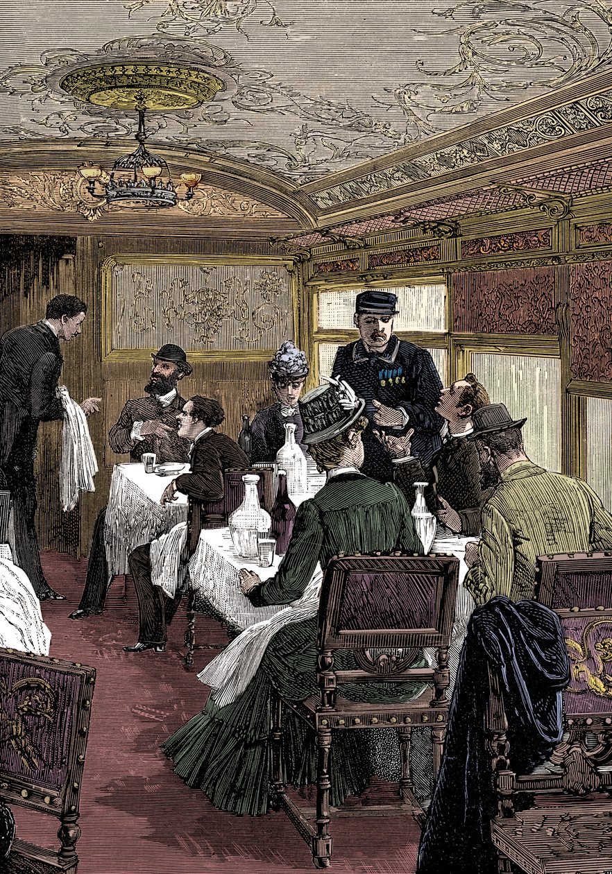 Étkező autó az Orient Expressen, c1885 alkotó: Unbekannt
