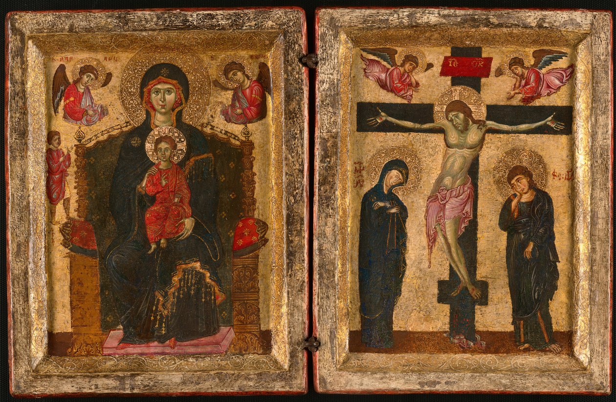 A Szűzanya és a Trónoló Gyermek és a Keresztrefeszítés diptichonja, 127585. alkotó: Unbekannt