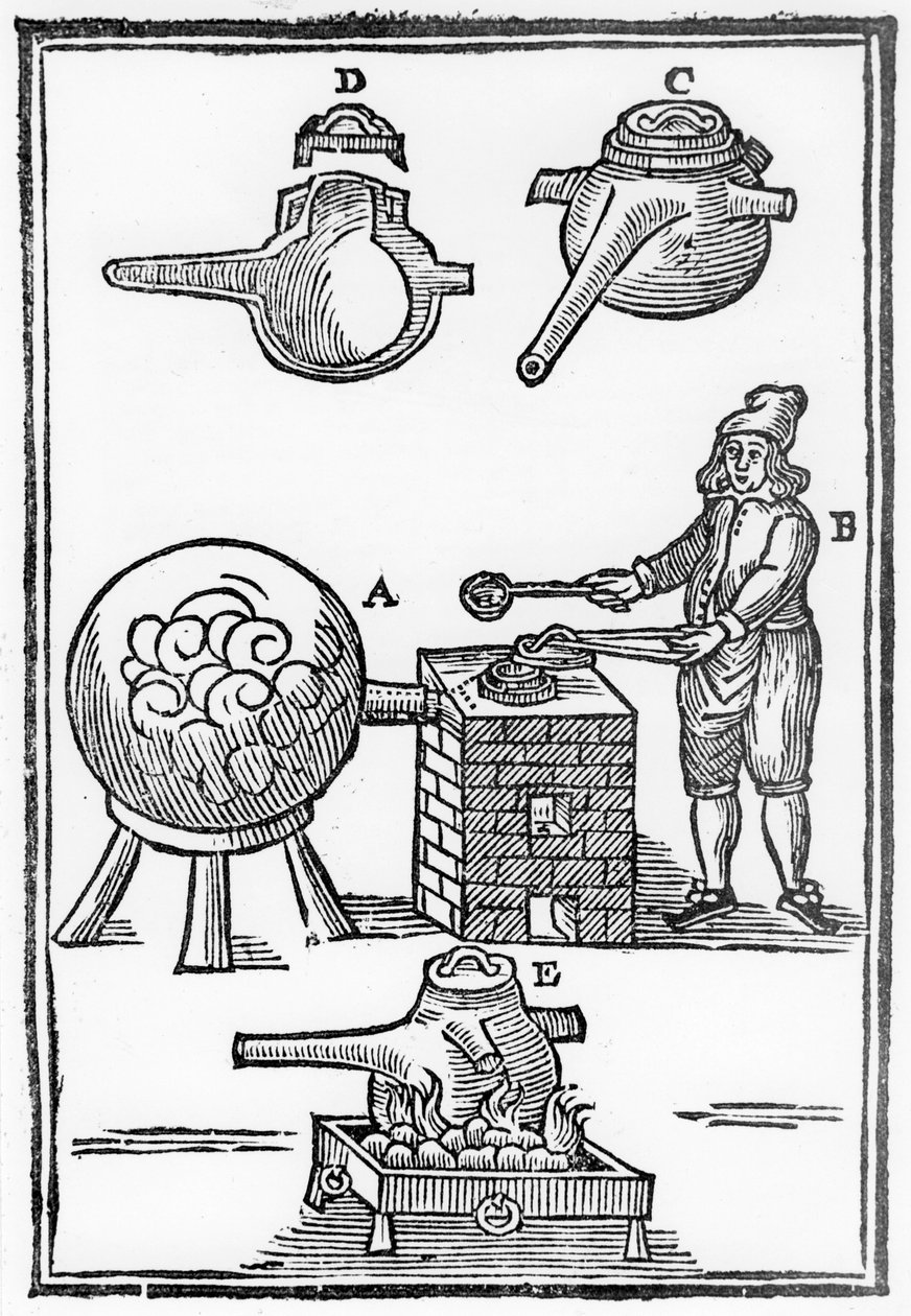 Vitriol kénsav vagy H2S04 olaj desztillációja, 1651 alkotó: Unbekannt