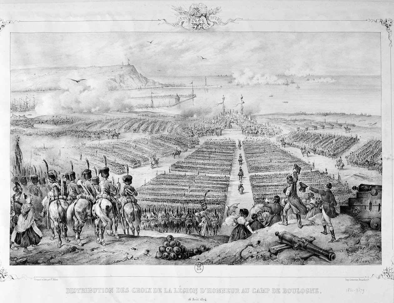 A Becsületlégió keresztjeinek kiosztása a boulogne-i táborban, 1804. augusztus 16., 1841. alkotó: Unbekannt
