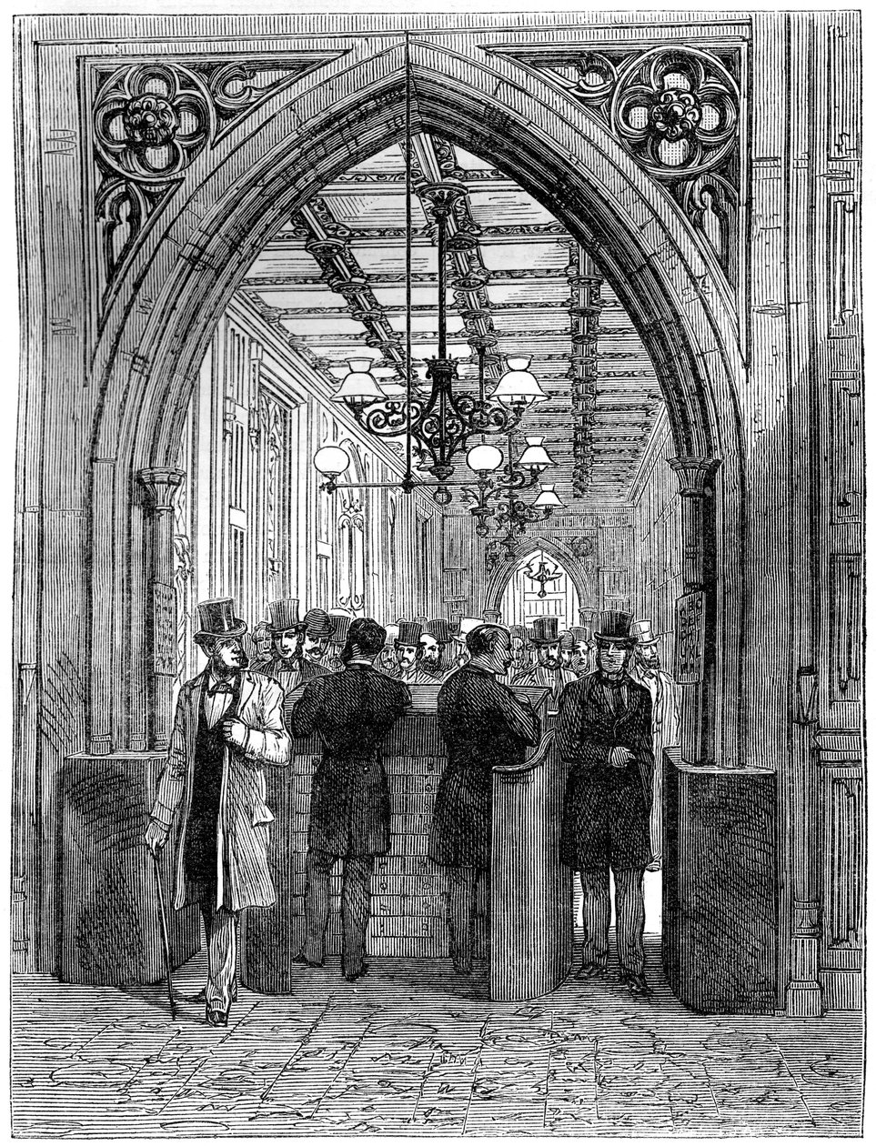 Osztálysorompó és előcsarnok, alsóház, Westminster, London, 19. század alkotó: Unbekannt