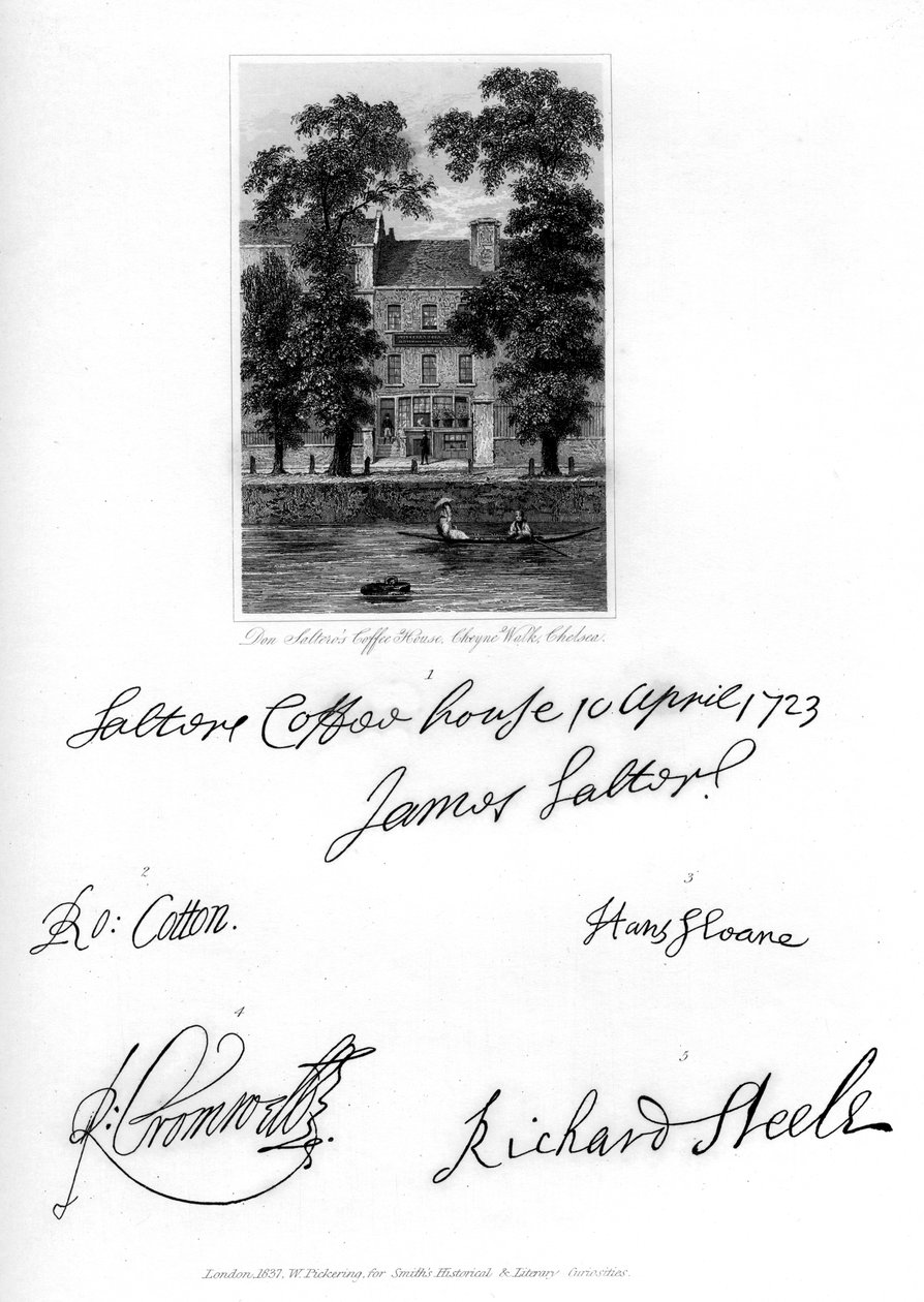 Don Salteros kávéház, Cheyne Walk, Chelsea, 1723, 1840 alkotó: Unbekannt