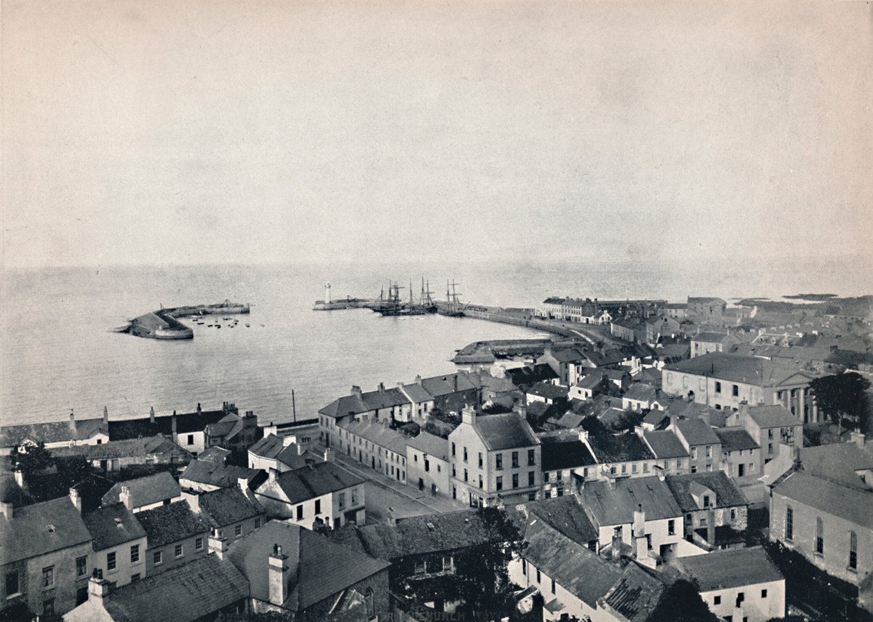 Donaghadee – Kilátás a templomtoronyból, a kikötőt mutatja, 1895 alkotó: Unbekannt
