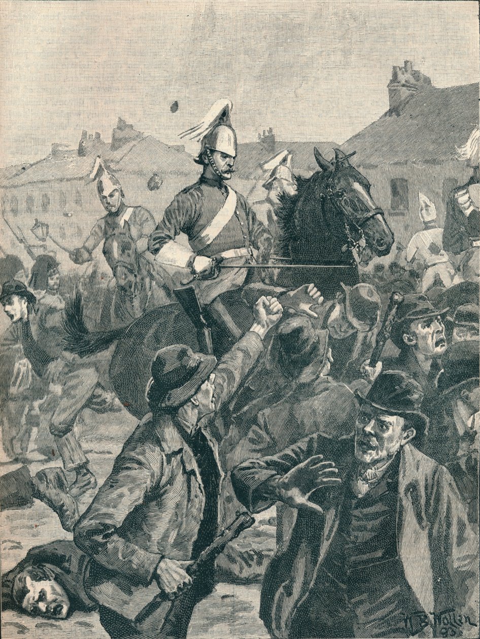 Dragoonok és hegyvidékiek szórják szét a zavargókat Belfastban, 1872 1906. alkotó: Unbekannt
