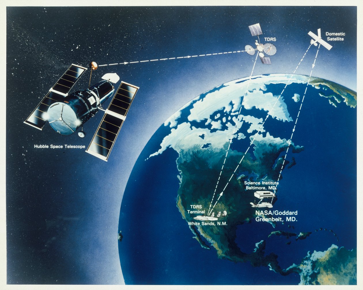 A Hubble-teleszkóp rajza, 1980-as évek alkotó: Unbekannt