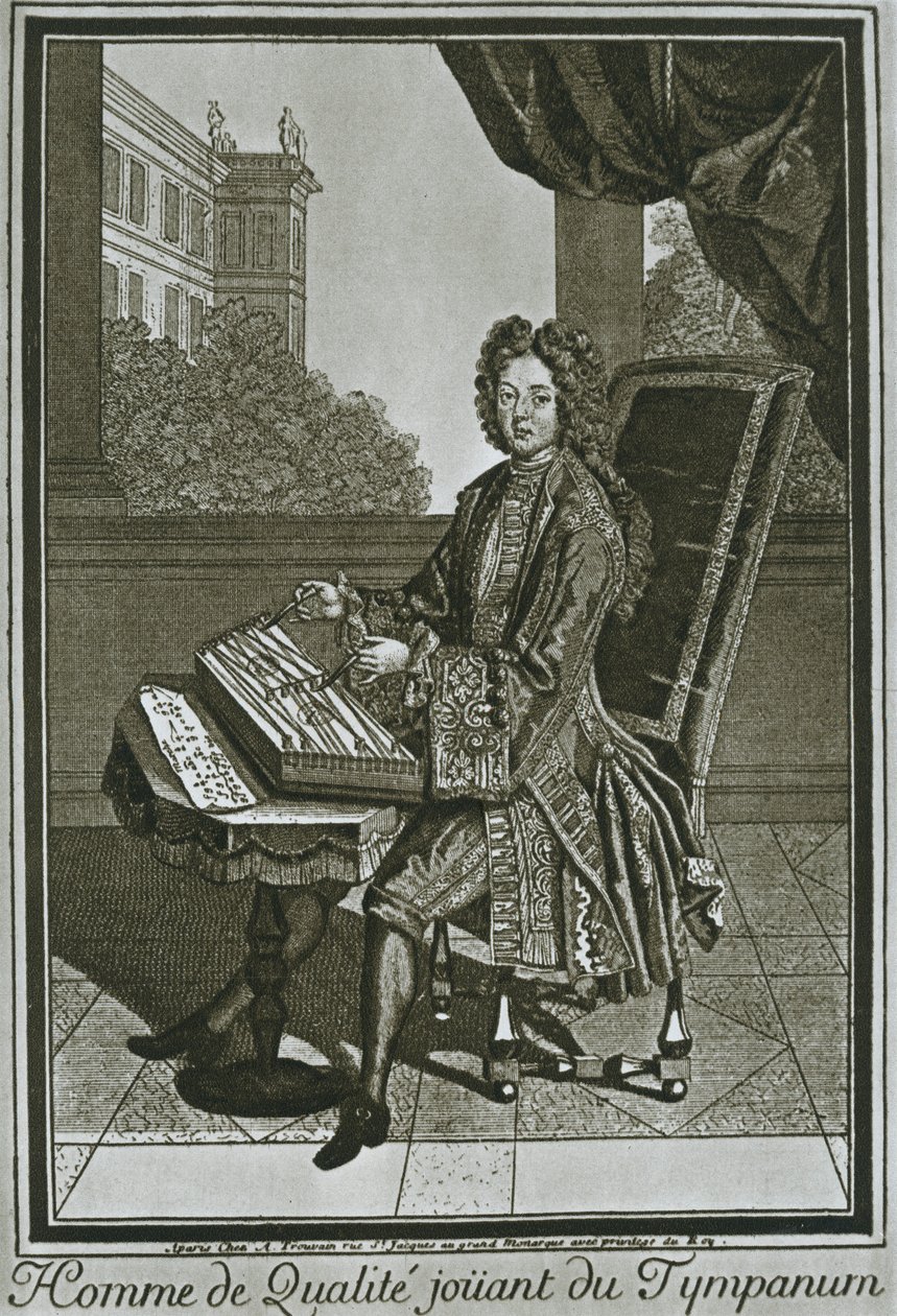 Cimbalom timpanon, francia metszet a XVII. századból, 1948 alkotó: Unbekannt