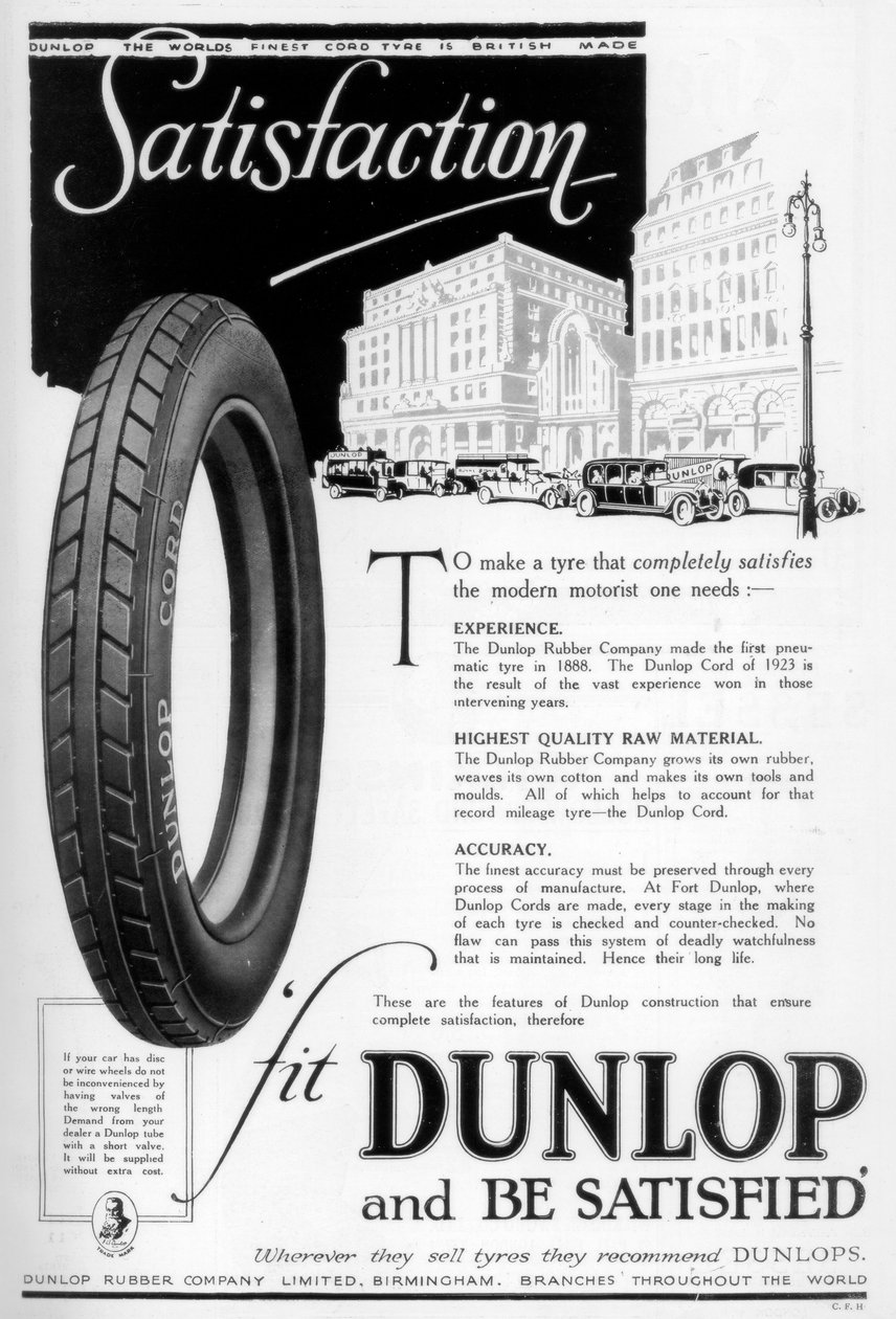 Dunlop hirdetés, 1923 alkotó: Unbekannt