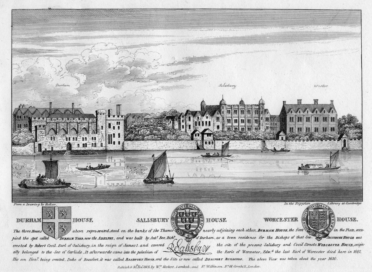 Durham House, Salisbury House és Worcester House, London, c1630 1808 alkotó: Unbekannt