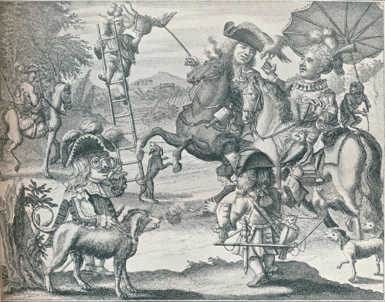 Dutch Skit on Falconry, c1716, 1916 alkotó: Unbekannt