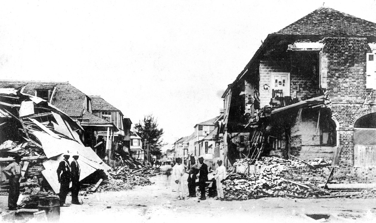 Földrengés okozta károk, Duke Street, Kingston, Jamaica, 1907 alkotó: Unbekannt
