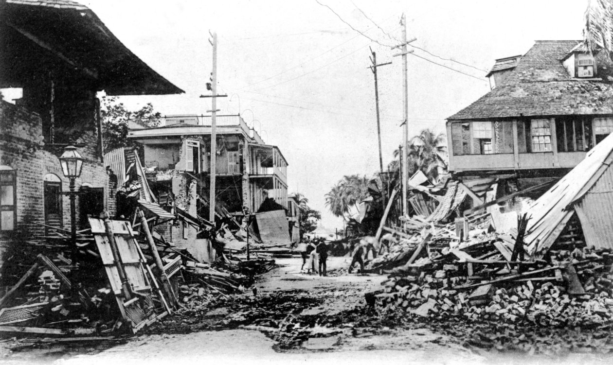 Földrengés okozta károk, King Street és Harbour Street, Kingston, Jamaica, 1907 alkotó: Unbekannt
