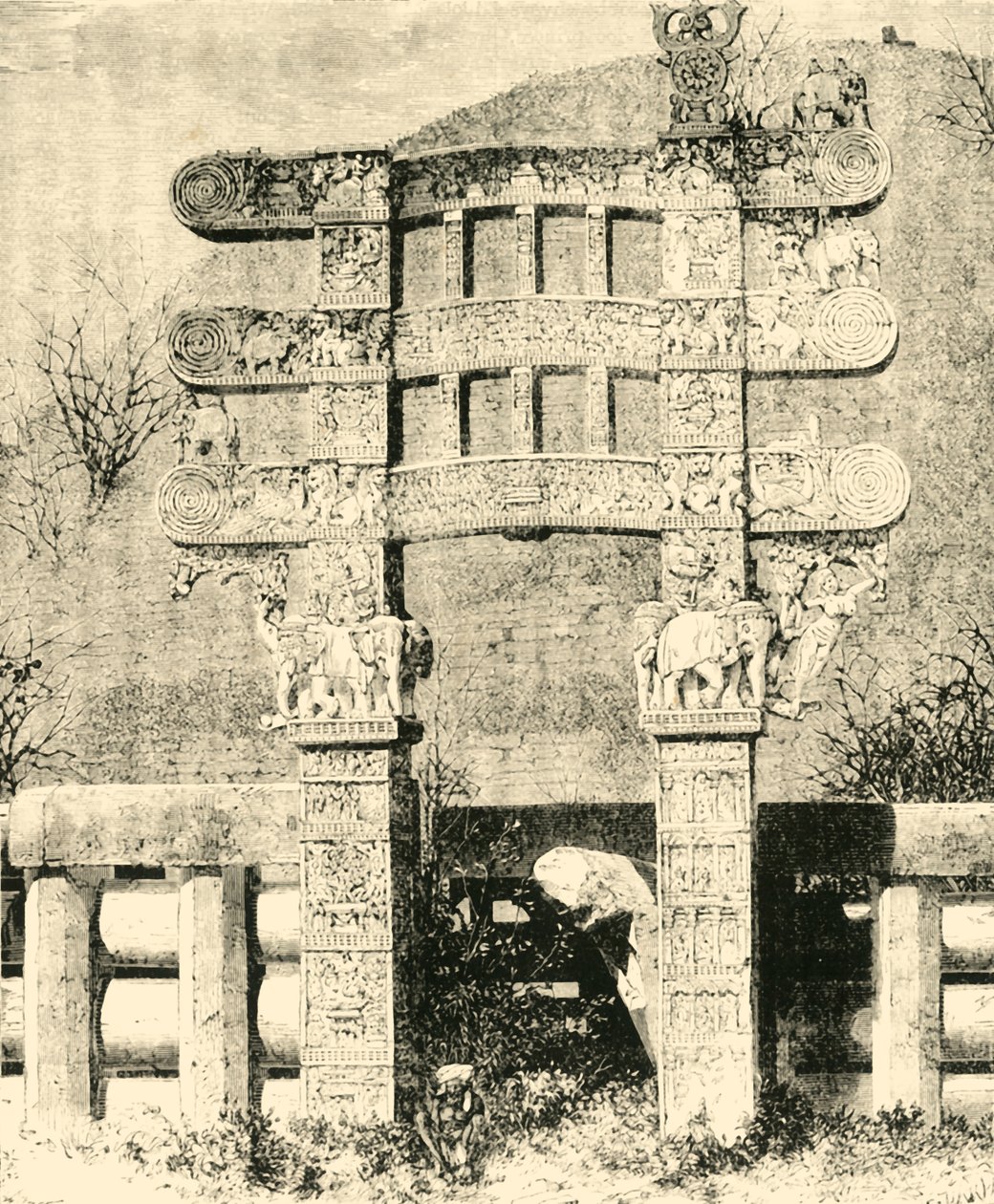 A Sanchi Nagy Sztupa keleti kapuja, 1890. alkotó: Unbekannt
