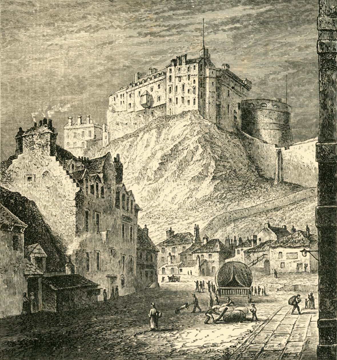 Edinburgh-i kastély, a Kings Mews-ből, 1825, 1890. alkotó: Unbekannt